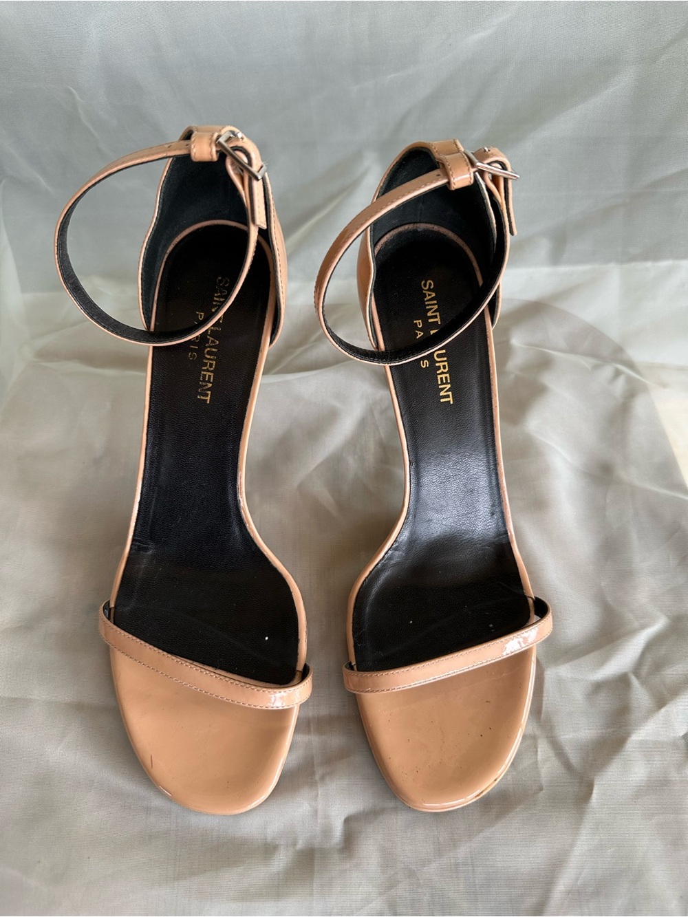 Saint Laurent Nude Patent Leather Ankle-Strap Heels SIZE 38 1/2 (WOMEN’S 7.5/ 8) - Picture 3 of 5
